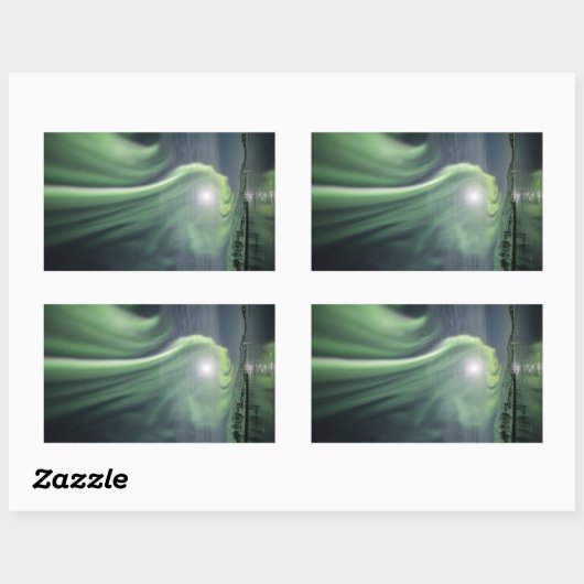 Sticker Rectangulaire Northern Lights Norvège (Feuille)