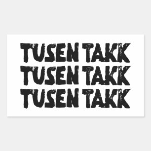 Sticker Rectangulaire Norvégien "Merci" noir et blanc Lino coupé