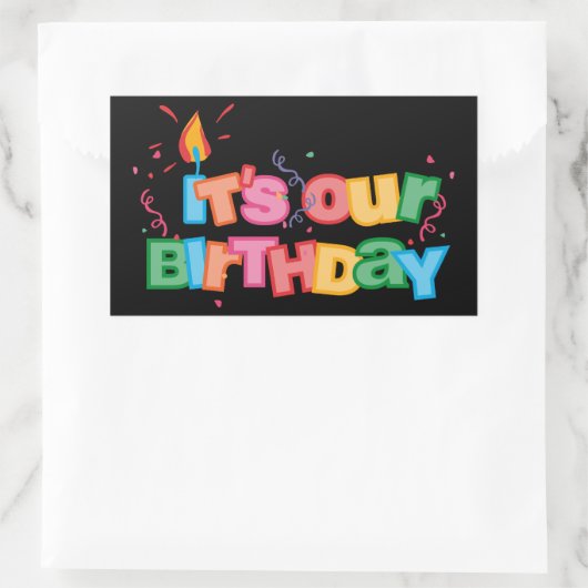 Sticker Rectangulaire Nos lettres d'anniversaire (Sac)
