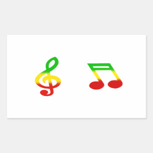 Sticker Rectangulaire Note de Rasta et clef triple