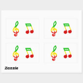 Sticker Rectangulaire Note Rasta et Clef Treble (Feuille)