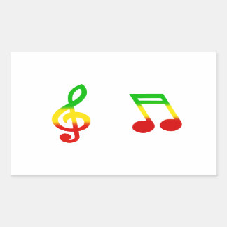 Sticker Rectangulaire Note Rasta et Clef Treble