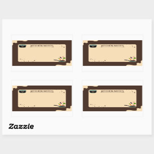 Sticker Rectangulaire Notes de cuisine en beige Brown Dessins de dessin