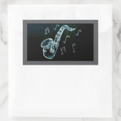 Sticker Rectangulaire Notes de saxophone et de musique (Sac)
