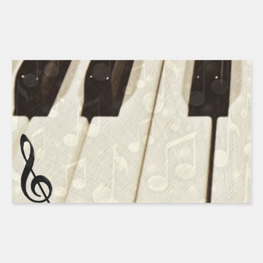 Sticker Rectangulaire Notes musicales et touches_ (Devant)