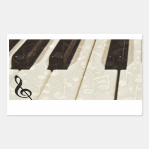 Sticker Rectangulaire Notes musicales et touches_