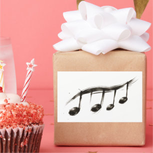 Sticker Rectangulaire Notes Musicales Fluides Art Musical Minimaliste à