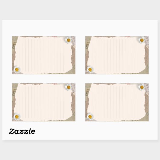 Sticker Rectangulaire Notes Vintages Brown en beige (Feuille)