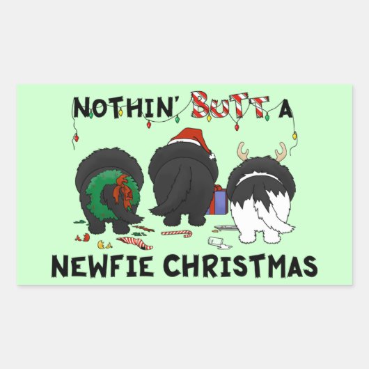 Sticker Rectangulaire Nothin' Butt A Newfie Christmas (Devant)