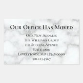 Sticker Rectangulaire Notre Bureau A Déménagé Faux Marble Faire-part (Devant)