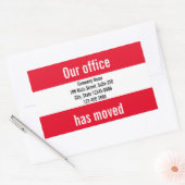 Sticker Rectangulaire Notre Bureau A Déménagé Red White Moving Faire-par (Enveloppe)