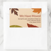 Sticker Rectangulaire Nous Avons Déménagé Les Feuilles D'Automne En Mouv (Sac)