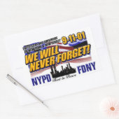 STICKER RECTANGULAIRE NOUS N'OUBLIERONS JAMAIS LE 911 (Enveloppe)