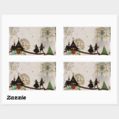 Sticker Rectangulaire Nous vous souhaitons une joyeuse Silhouette de Noë (Feuille)