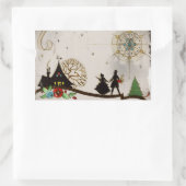 Sticker Rectangulaire Nous vous souhaitons une joyeuse Silhouette de Noë (Sac)