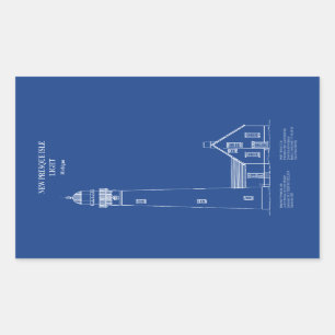 Sticker Rectangulaire Nouveau phare de Presque Isle - Michigan - AD