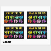 Sticker Rectangulaire Nouvel An chinois de la Pop de porc rectangulaire (Feuille)