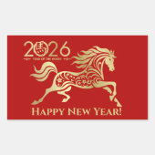 Sticker Rectangulaire Nouvel an chinois du cheval 2026 (Devant)