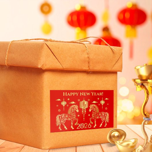 Sticker Rectangulaire Nouvel an chinois du cheval 2026