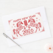 Sticker Rectangulaire Nouvel an chinois du cheval 2026 (Enveloppe)