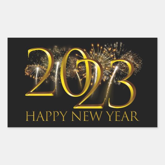 Sticker Rectangulaire Nouvel An Eve Party Fournitures 2023 Bonne année (Devant)