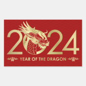 Sticker Rectangulaire Nouvelle année chinoise du Dragon 2024 (Devant)