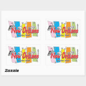 Sticker Rectangulaire Nouvelle-Orléans Retro Look (Feuille)