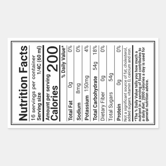 Sticker Rectangulaire NOUVELLE valeur nutritive du sirop d'érable avec f (Devant)