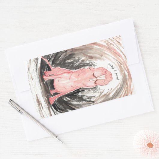 Sticker Rectangulaire Nu (& Fier) Rat Mole (Enveloppe)