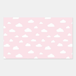 Sticker Rectangulaire Nuages de dessin blanc sur Motif Arrière - plan ro