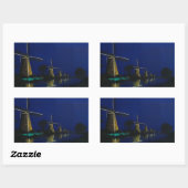 Sticker Rectangulaire Nuit à Kinderdijk (Feuille)
