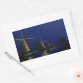 Sticker Rectangulaire Nuit à Kinderdijk (Enveloppe)