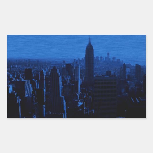 Sticker Rectangulaire Nuit bleue à New York (Devant)