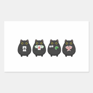 Sticker Rectangulaire Nuit de jeu de société amusant, Mahjong Black Cat