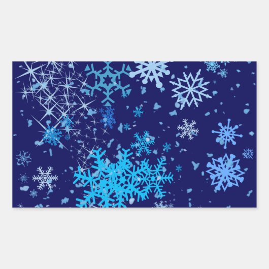 Sticker Rectangulaire Nuit de Noël neige (Devant)