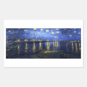 Sticker Rectangulaire Nuit étoilée de Van Gogh au-dessus des