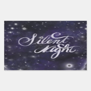 Sticker Rectangulaire nuit étoilée, nuit silencieuse, scène de neige