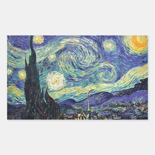 Sticker Rectangulaire Nuit étoilée par van Gogh (Devant)