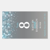 Sticker Rectangulaire Numéro de table bleu gris mariage vin personnalisé (Devant)