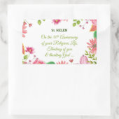 Sticker Rectangulaire Nun Religious 50e Anniversaire Fleurs aquarelles (Sac)