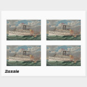 Sticker Rectangulaire NY Voyage Grand Paddlewheel Bateau à vapeur Le Pèl (Feuille)