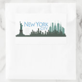 Sticker Rectangulaire NYC Liberty Skyline (Sac)