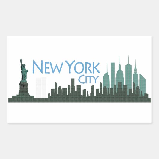 Sticker Rectangulaire NYC Liberty Skyline (Devant)