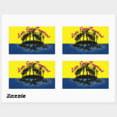 Sticker Rectangulaire Oasis tropicale : Obtenons Tropical (Feuille)