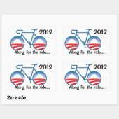 Sticker Rectangulaire Obama 2012 Bike - Along for the ride... (Feuille)