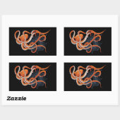 Sticker Rectangulaire Octopus Orange Mandala bleu (Feuille)