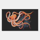 Sticker Rectangulaire Octopus Orange Mandala bleu (Devant)