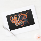 Sticker Rectangulaire Octopus Orange Mandala bleu (Enveloppe)