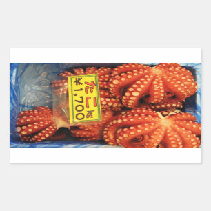 Sticker Rectangulaire Octopus Tako た こ marché de poisson Tsukiji, Tokyo,