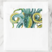 Sticker Rectangulaire Octopus Vert aquarelle Art (Sac)